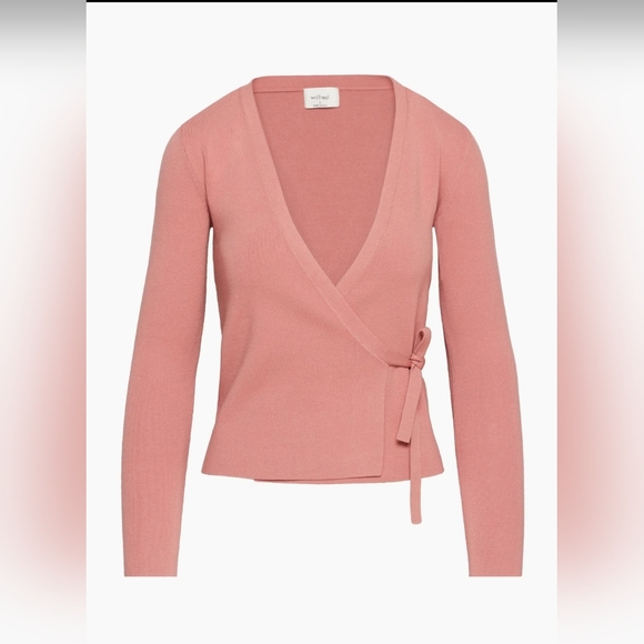 Aritzia Wilfred Vivian Wrap Stretch Sweater Cardigan Size 2XS conch pink - Picture 2 of 11